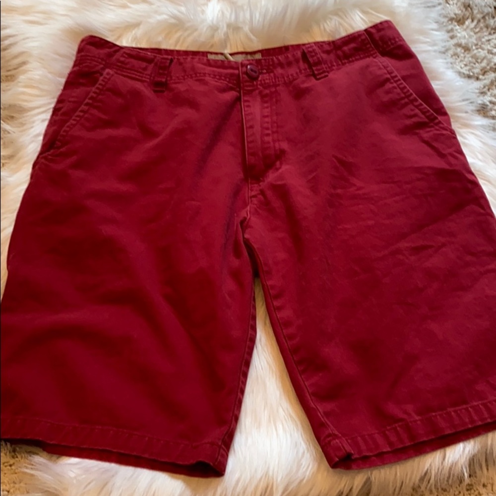 IRON CO Flat Front Maroon Red Shorts Sz 32